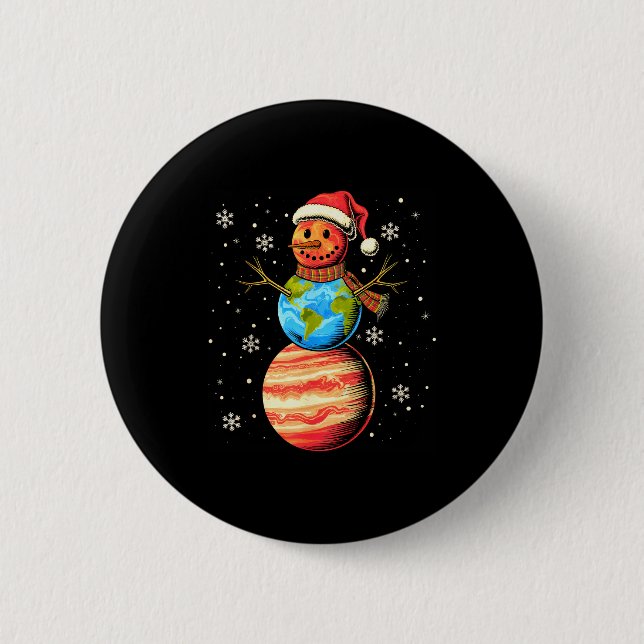 Macaron Rond 5 Cm Planets Snowman Space Funny Christmas Astronomy Fo (Devant)