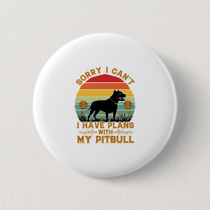 Macaron Rond 5 Cm Plans de boîte pour chien Pitbull Sunset Retro_1