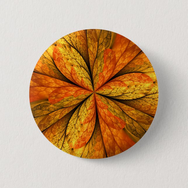 Macaron Rond 5 Cm Plante d'automne, Abstrait moderne Fractal Art Lea (Devant)