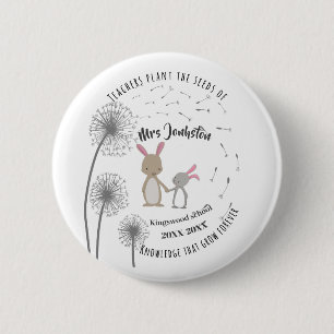 Macaron Rond 5 Cm Plante la semence de la connaissance lapin lapin d