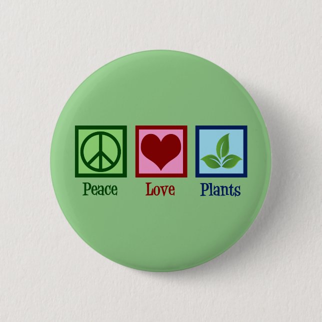 Macaron Rond 5 Cm Plante Nursery Peace Love Plante mignon vert (Devant)