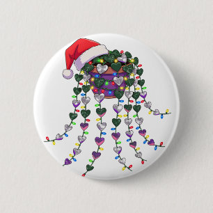 Macaron Rond 5 Cm Plante tropicale festive en pot portant un chapeau