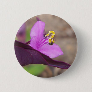 Macaron Rond 5 Cm plante violette appelée épilobie et une petite abe
