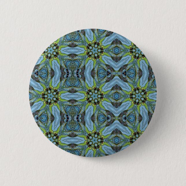 Macaron Rond 5 Cm Plantes d'art abstrait géométrique turquoise (Devant)