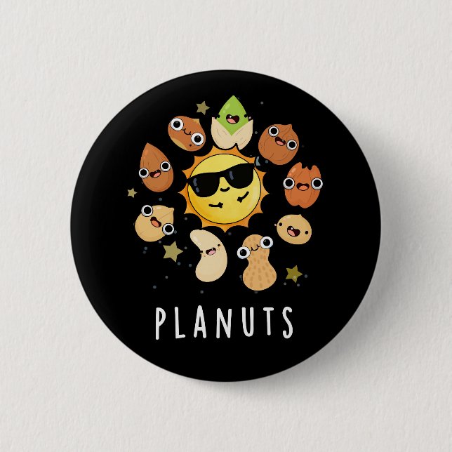 Macaron Rond 5 Cm Planuts Funny Astronomie Nuts Pun Dark BG (Devant)