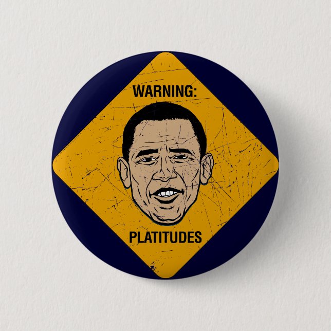 Macaron Rond 5 Cm Platitudes avertissant le bouton d'Obama (Devant)