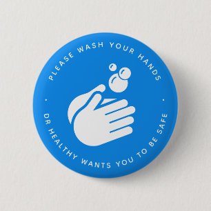Macaron Rond 5 Cm Please Wash Your Hands - Hand Washing Coronavirus