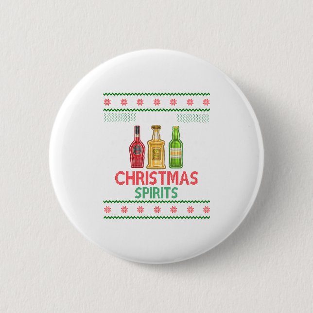 Macaron Rond 5 Cm Plein D'Esprits De Noël Drôle Boisson (Devant)