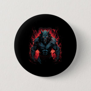 Macaron Rond 5 Cm Pleine lune de loup-garou effrayant Costume d'Hall