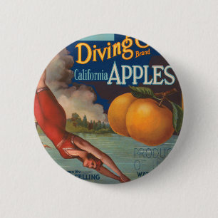Macaron Rond 5 Cm Plongée Fille Californie Pommes