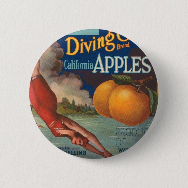 Macaron Rond 5 Cm Plongée Fille Californie Pommes (Devant)