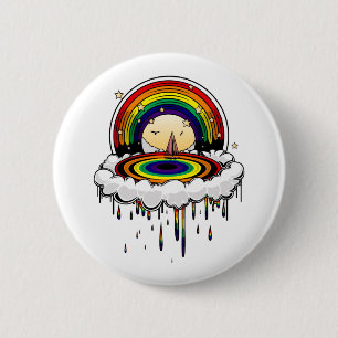 Macaron Rond 5 Cm Pluie arc-en-ciel