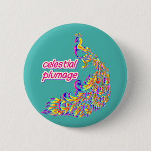 Macaron Rond 5 Cm plumage céleste