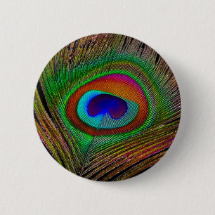 Macaron Rond 5 Cm Plume de paon cuivré vibrant