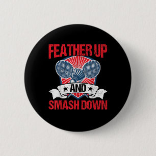 Macaron Rond 5 Cm Plume en haut et smash en bas Joueur de badminton