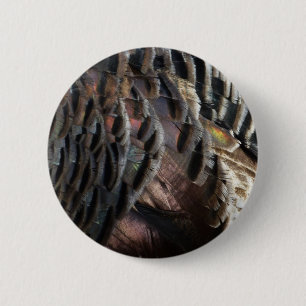 Macaron Rond 5 Cm Plumes de Dindon Sauvage I Design Abstrait de la N