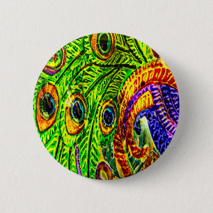 Macaron Rond 5 Cm Plumes de paon