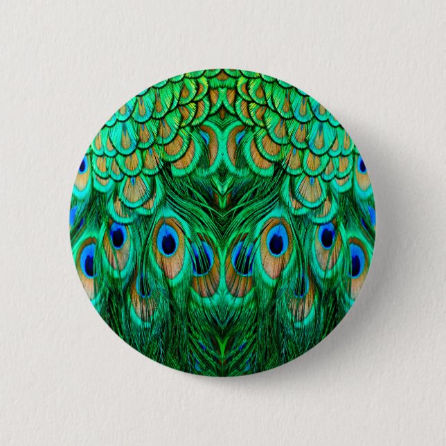 Macaron Rond 5 Cm Plumes de paon glorieuses (Devant)