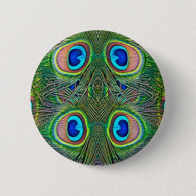 Macaron Rond 5 Cm Plumes Peacock Kaleidoscope Imprimer (Devant)