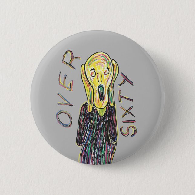 Macaron Rond 5 Cm Plus de 60 ans insigne d'anniversaire 61e plus (Devant)