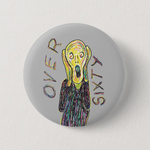 Macaron Rond 5 Cm Plus de 60 ans insigne d'anniversaire 61e plus