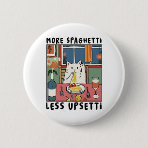 Macaron Rond 5 Cm Plus de Spaghetti Moins de Chat Italien Pasta Ment