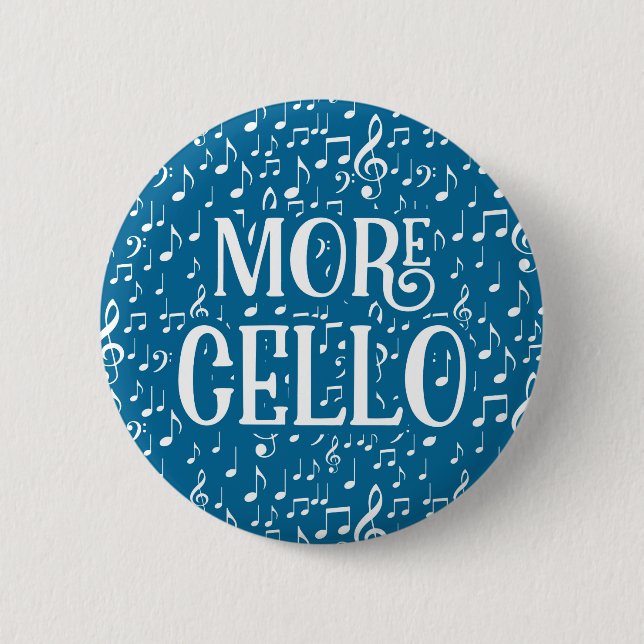 Macaron Rond 5 Cm Plus de violoncelle - Musique Bleue Blanc (Devant)