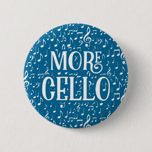 Macaron Rond 5 Cm Plus de violoncelle - Musique Bleue Blanc