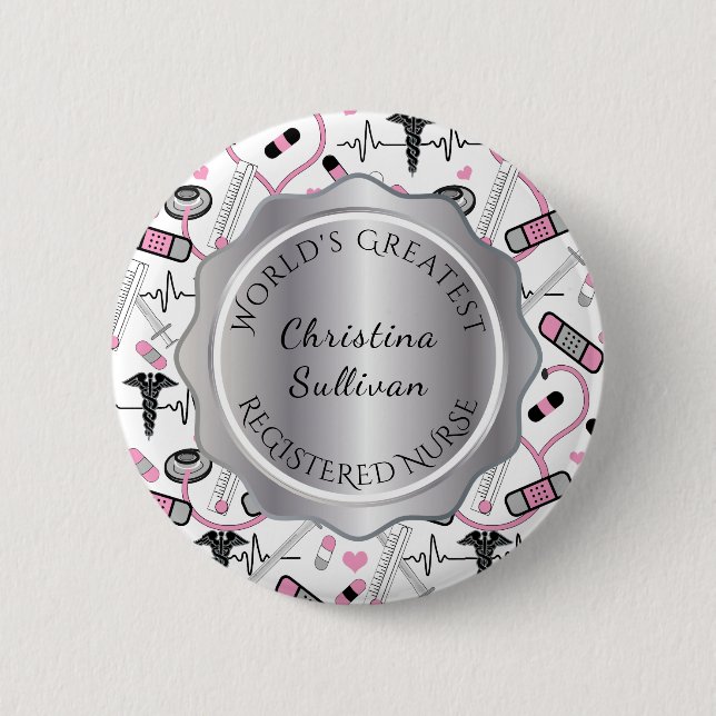 Macaron Rond 5 Cm Plus grand docteur du monde / infirmière (Devant)