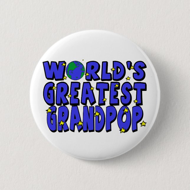 Macaron Rond 5 Cm Plus grand Grandpop du monde (Devant)