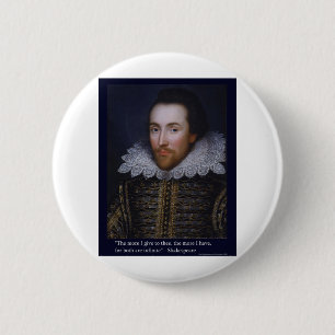 Macaron Rond 5 Cm Plus je donne" Shakespeare Citation d'amour Cadeau