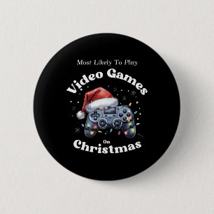 Macaron Rond 5 Cm Plus susceptible de jouer aux jeux vidéo à Noël -