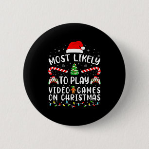 Macaron Rond 5 Cm Plus susceptible de jouer aux jeux vidéo Xmas Fami