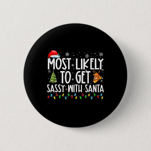 Macaron Rond 5 Cm Plus susceptible de s'amuser avec le Père Noël, fa