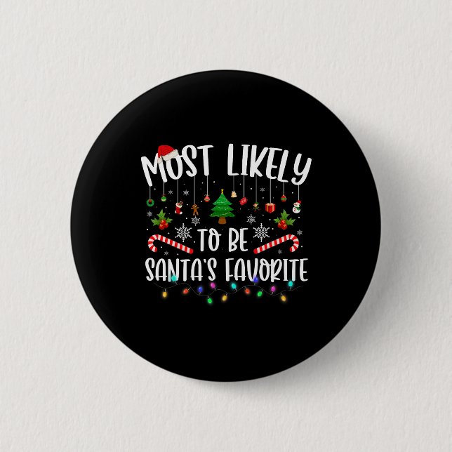 Macaron Rond 5 Cm Plus susceptible d'être la famille de Noël préféré (Devant)