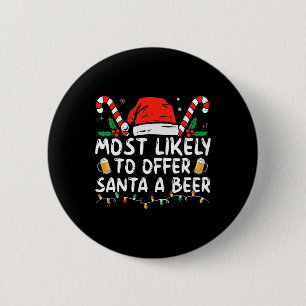 Macaron Rond 5 Cm Plus susceptible d'offrir une bière au Père Noël A