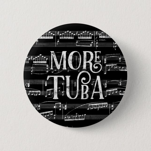 Macaron Rond 5 Cm Plus Tuba Chalkboard - Black White Music (Devant)