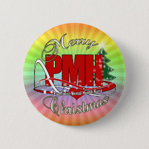 Macaron Rond 5 Cm PMH Psychiatric Mental Health Nurse CHRISTMAS