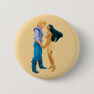 Macaron Rond 5 Cm Pocahontas et John Smith Holding Hands