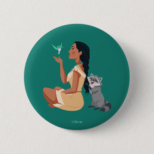 Macaron Rond 5 Cm Pocahontas et Pals Amitié forestière