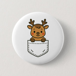 Macaron Rond 5 Cm Pocket Pal Rindeer Mignonne Pal Drôle Père Noël Re
