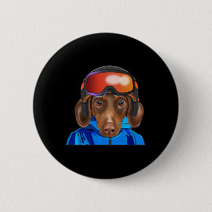 Macaron Rond 5 Cm Pocket Snowboard Brown Skier