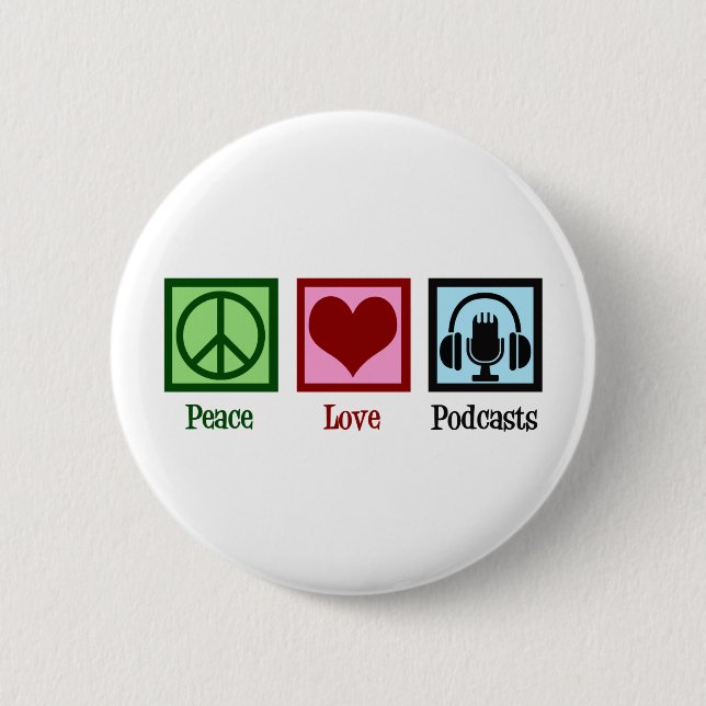 Macaron Rond 5 Cm Podcast Peace Love Podcasts (Devant)