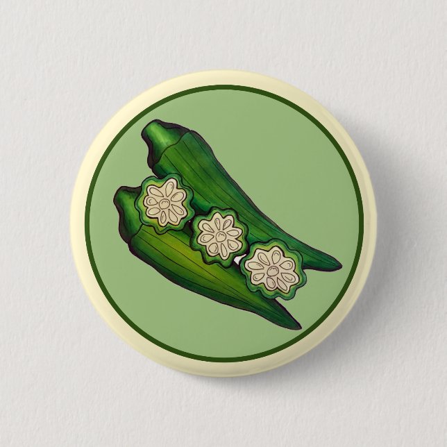 Macaron Rond 5 Cm Pods Okra Veggie Veggie Gumbo Southern Food (Devant)