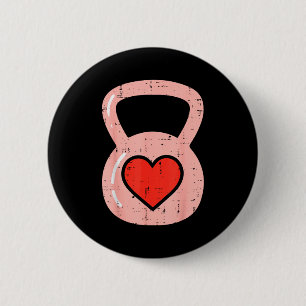 Macaron Rond 5 Cm Poêle à cœur Kettlebell Gym Fitness Saint-Valentin