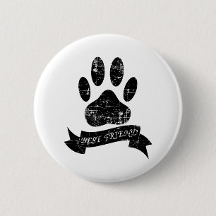 Macaron Rond 5 Cm Poignée de chien détendue avec ruban