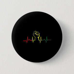 Macaron Rond 5 Cm Poing Black Power Battement de coeur Fierté afro-a