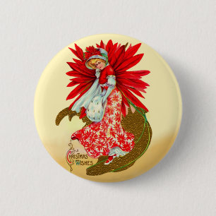Macaron Rond 5 Cm Poinsettia fille