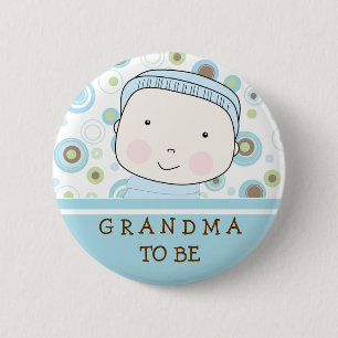 Macaron Rond 5 Cm Point de polka bleu - "grand-maman à être" Pin