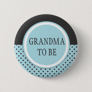 Macaron Rond 5 Cm Point de polka bleu - "grand-maman à être" Pin